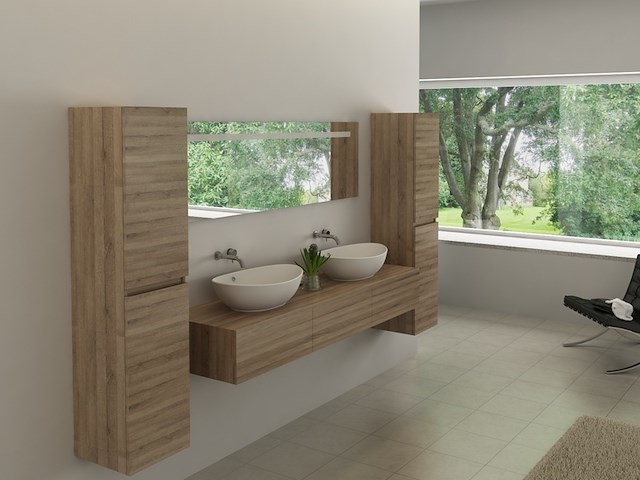 Badkamermeubel vonato, classic bl9, licht hout decor - afbeelding 1 van  5