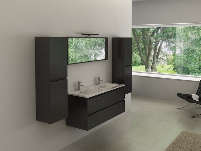 Badkamermeubel vonato, compact 120, zwart hout - afbeelding 1 van  9