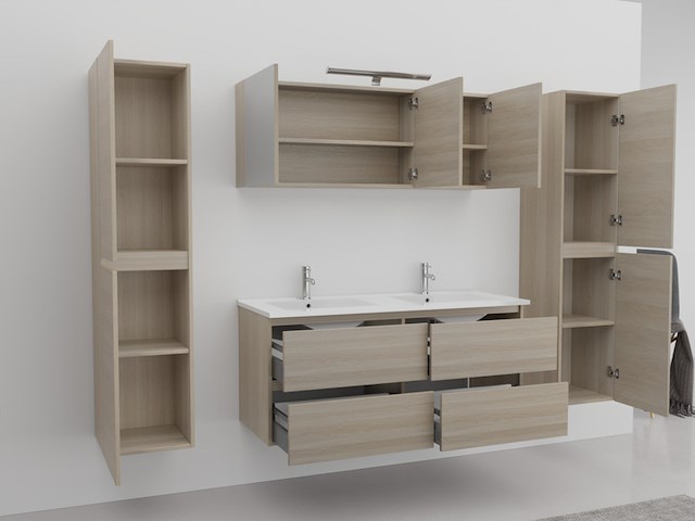 Badkamermeubel vonato, lagom 120, licht hout decor - afbeelding 3 van  6