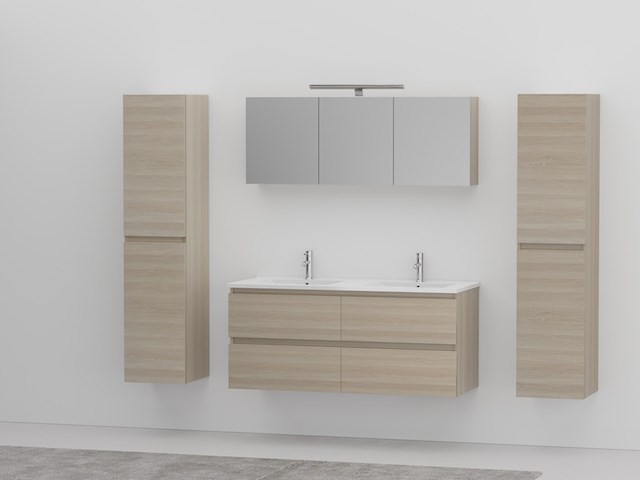 Badkamermeubel vonato lagom 120 licht hout decor - afbeelding 1 van  6