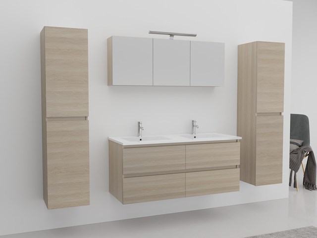 Badkamermeubel vonato lagom 120 licht hout decor - afbeelding 2 van  6