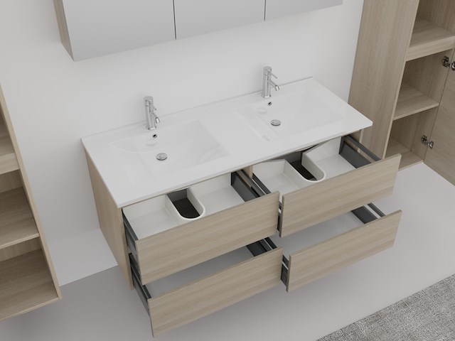 Badkamermeubel vonato lagom 120 licht hout decor - afbeelding 4 van  6
