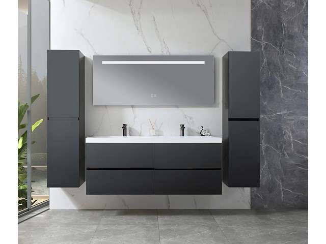 Badkamermeubel vonato, lucente 145, hoogglans zwart - afbeelding 2 van  8