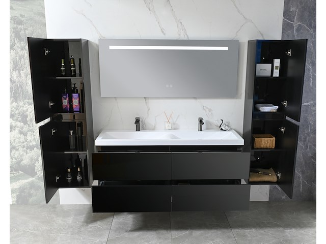 Badkamermeubel vonato, lucente 145, hoogglans zwart - afbeelding 6 van  8