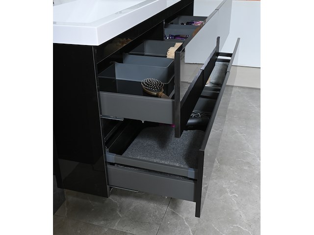 Badkamermeubel, vonato, lucente 145, hoogglans zwart - afbeelding 7 van  8