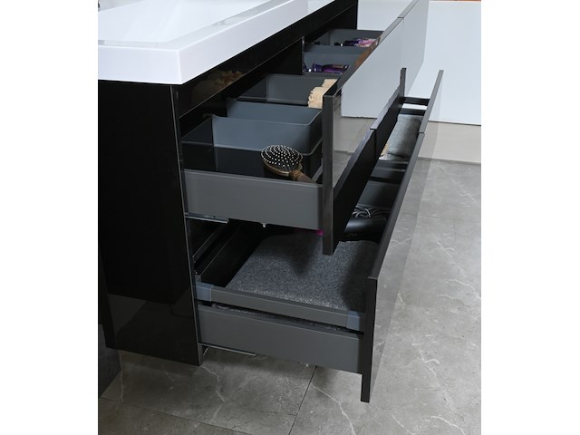 Badkamermeubel vonato, lucente 145, hoogglans zwart - afbeelding 7 van  8