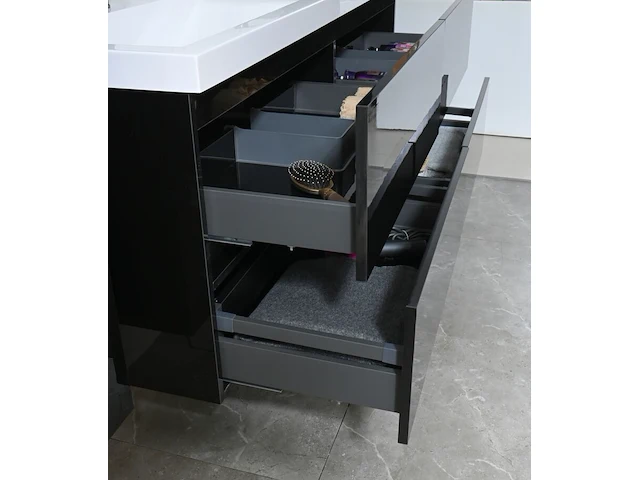 Badkamermeubel vonato, lucente 145, hoogglans zwart - afbeelding 6 van  8