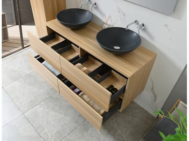 Badkamermeubel vonato, lugano 130, licht hout decor - afbeelding 5 van  11