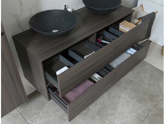 Badkamermeubel vonato, modena 130, donker hout decor - afbeelding 10 van  12