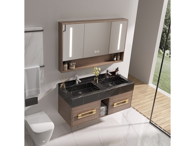 Badkamermeubel, vonato, modular 110, donker hout decor - afbeelding 2 van  4