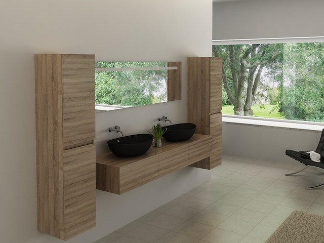Badkamermeubel vonato, modular 120, licht hout decor - afbeelding 1 van  5