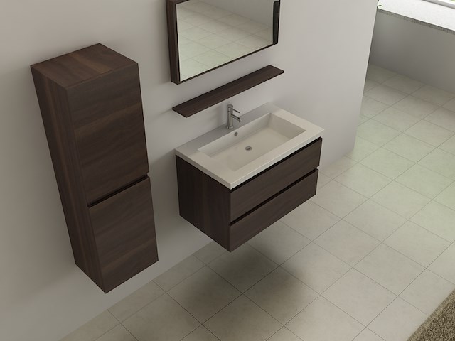 Badkamermeubel vonato, modular 130, donker hout decor - afbeelding 3 van  4