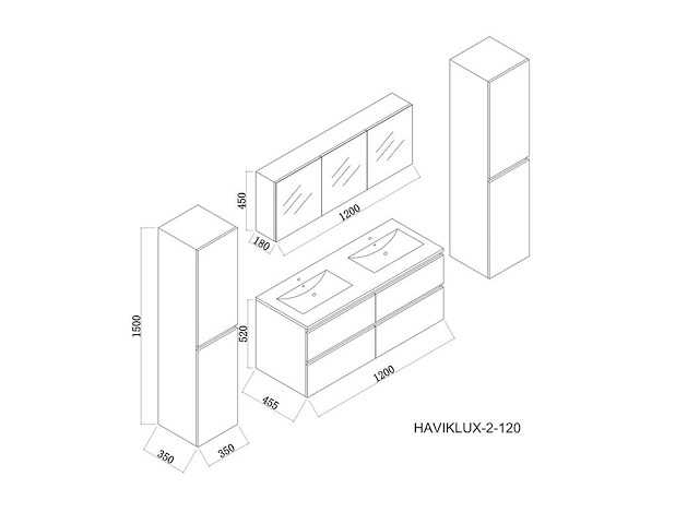 Badkamermeubel vonato, modular 3, hoogglans antraciet - afbeelding 5 van  5