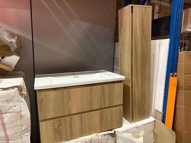 Badkamermeubelset 80 cm met kolomkast - afbeelding 1 van  8