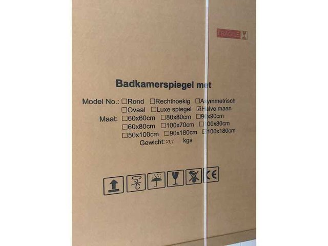 Badkamerspiegel halve maan 100x180 cm karo - afbeelding 3 van  3