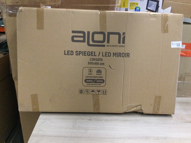 Badkamerspiegel + led en verwarming 100x60 cm, aloni - afbeelding 2 van  3