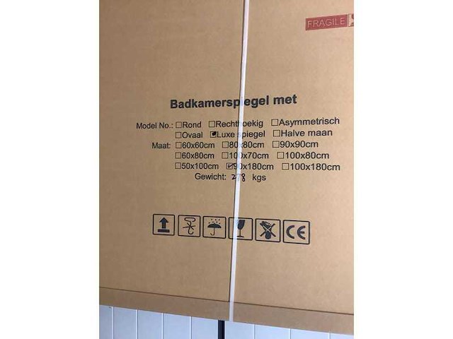 Badkamerspiegel luxe 90x180 cm karo - afbeelding 3 van  3