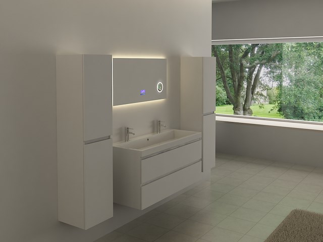 Badkamerspiegel vonato met led verlichting led verlichting in 3 kleuren; geel, blauw en wit - afbeelding 3 van  4