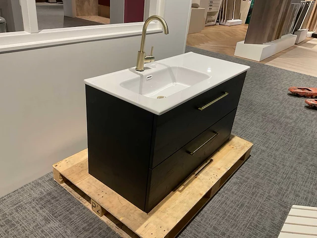 Badmeubel 103 x47 cm met mengkraan en spiegel - afbeelding 2 van  6