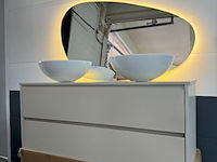 Badmeubel 120cm incl. 1x verwarmde led spiegel en 2x waskom wit, kraftbad, stuttgart 120cm, beige, 2026