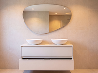 Badmeubel 120cm incl. 1x verwarmde led spiegel en 2x waskom wit, kraftbad, stuttgart 120cm, beige, 2026 - afbeelding 3 van  4