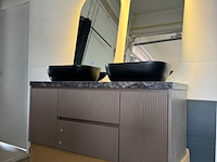 Badmeubel 120cm incl. 2 ledspiegels en waskommen, kraftbad, dortmund 120cm, bruin, 2026