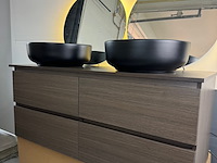 Badmeubel 120cm incl. 2 waskommen en 2x led spiegel, kraftbad, essen 120cm, bruin, 2026