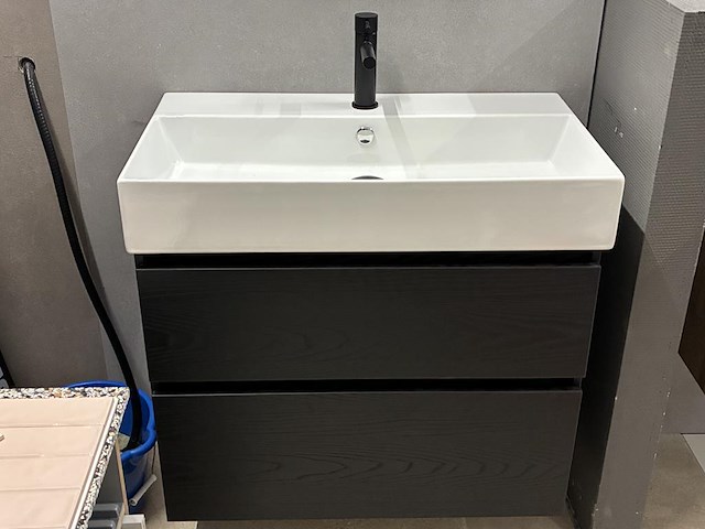 Badmeubel breedte 82 cm, incl. mengkraan en spiegel met verlichting. - afbeelding 3 van  3