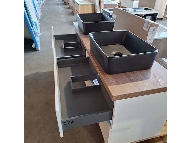 Badmeubel, wave design, glans wit - afbeelding 10 van  12