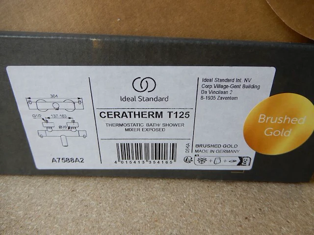 Badthermostaatkraan, ideal standard, ceratherm t 125, brushed gold - afbeelding 3 van  3