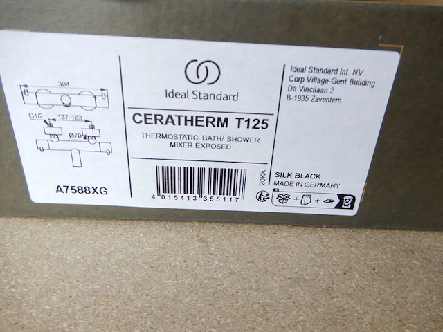 Badthermostaatkraan, ideal standard, ceratherm t 125, mat zwart - afbeelding 2 van  3