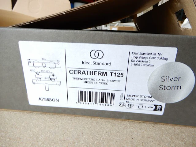 Badthermostaatkraan, ideal standard, ceratherm t 125, rvs - afbeelding 3 van  3