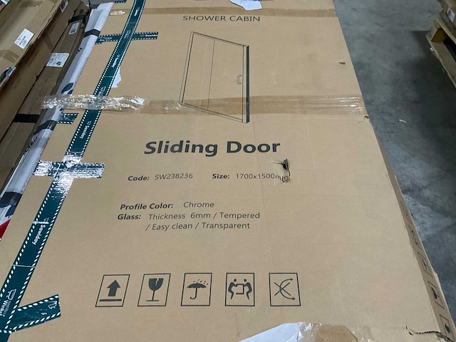 Badwand 2 delige schuifdeur 170x150cm - afbeelding 2 van  2