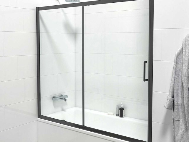 Badwand schuif mat zwart 170x150 cm - afbeelding 1 van  2