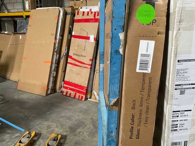 Badwand schuif mat zwart 170x150 cm - afbeelding 2 van  2