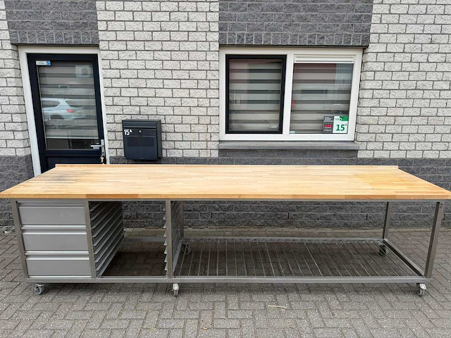 Bakkerstafel - 360x90 - rvs werktafel - afbeelding 1 van  6