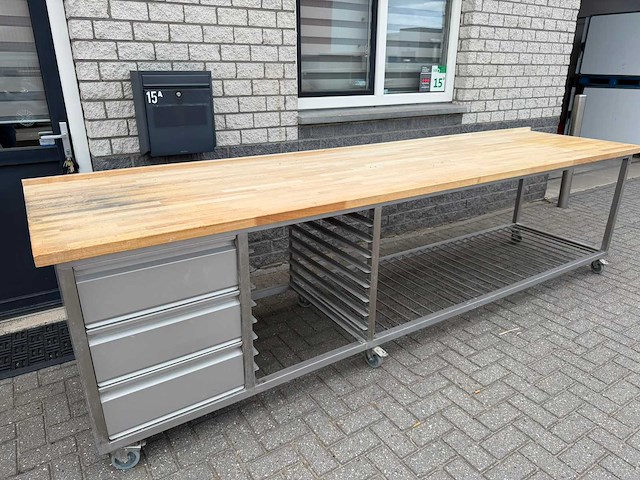 Bakkerstafel - 360x90 - rvs werktafel - afbeelding 2 van  6