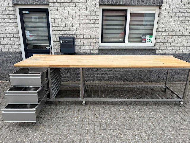 Bakkerstafel - 360x90 - rvs werktafel - afbeelding 3 van  6