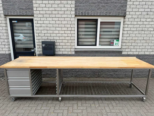Bakkerstafel - 360x90 - rvs werktafel - afbeelding 1 van  6