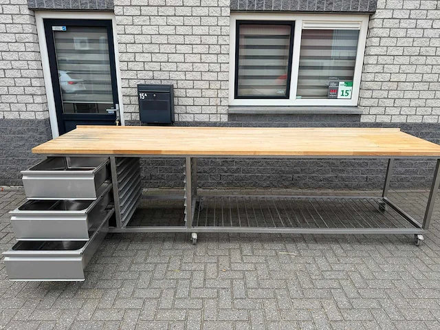 Bakkerstafel - 360x90 - rvs werktafel - afbeelding 3 van  6