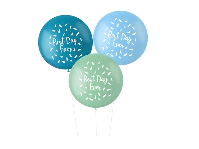 Ballonnen pastel xl best day ever blauw - 3stk (360x) - afbeelding 3 van  4