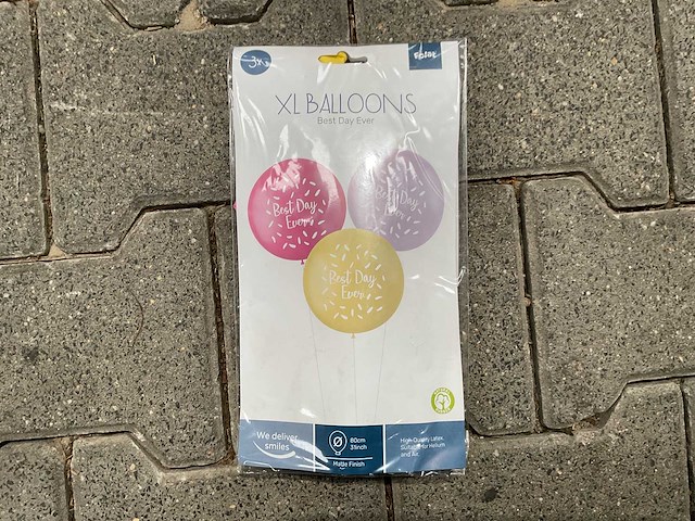 Ballonnen pastel xl best day ever roze - 3stk (120x) - afbeelding 1 van  5