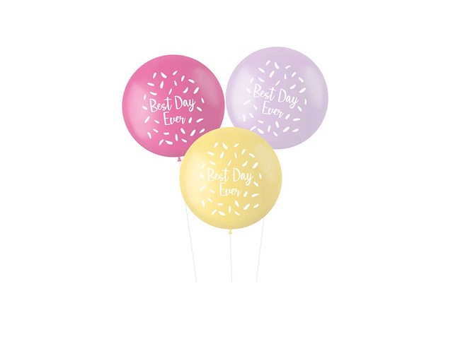 Ballonnen pastel xl best day ever roze - 3stk (120x) - afbeelding 5 van  5