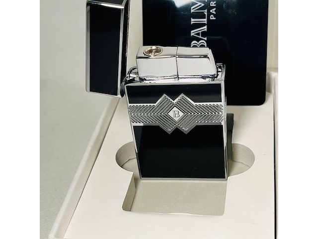Balmain paris aansteker - limited edition black & silver - afbeelding 1 van  8