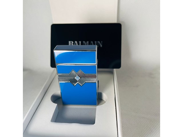Balmain paris aansteker - limited edition blue & silver - afbeelding 2 van  6