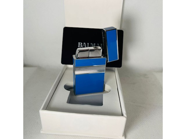 Balmain paris aansteker - limited edition blue & silver - afbeelding 4 van  6