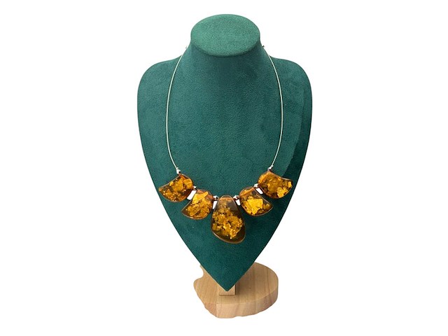 Baltisch amber collier met ''sun spangles'' - afbeelding 1 van  2