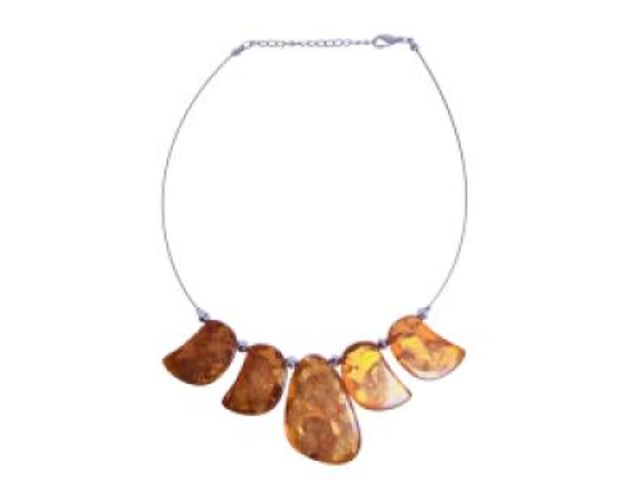Baltisch amber statement collier met 'sun spangles' - afbeelding 1 van  4
