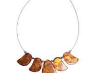 Baltisch amber statement collier met 'sun spangles' - afbeelding 1 van  4