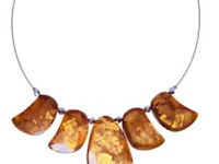 Baltisch amber statement collier met 'sun spangles' - afbeelding 2 van  4